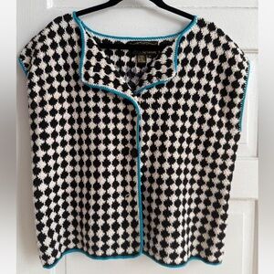 Vintage Black and White Knit Sweater Vest